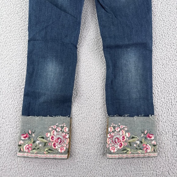 Driftwood Jeans Womens 26 Colette Embroidered Crop Straight Portofino Raw Edge - Picture 7 of 16